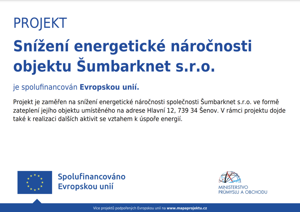 Snížení energetické náročnosti objektu Šumbarknet